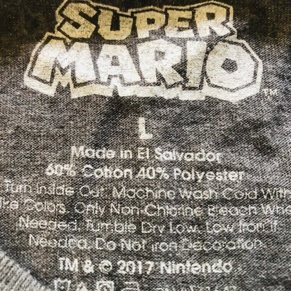 Super Mario Periodic Table Gray Graphic T-shirt Men's Large Luigi Toad Bowser - Picture 10 of 11